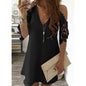 Women's Half Sleeve Solid Cutout Shift Dress