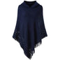 Womens Hooded Cape with Fringed Hem, Crochet Poncho Knitting Patterns