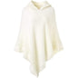 Womens Hooded Cape with Fringed Hem, Crochet Poncho Knitting Patterns