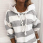 Women's Hoodie Pullover Striped Daily Basic Casual Hoodies