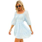 Women's Lantern Sleeve Tie Back Mini Dress