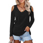 Womens Long Sleeve Cold Shoulder Basic Tee Tops Shirts
