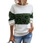 Women’s Long Sleeve Off Shoulder Knitted Leopard Print Sweater