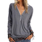 Women's Long Sleeve Zipper Quarter Zip V Neck Casual Top