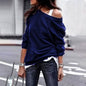 Women's New Fashion Style One Shoulder Soft Long Sleeve Top