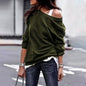 Women's New Fashion Style One Shoulder Soft Long Sleeve Top