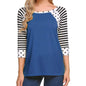 Women's Polka Dots Striped 3/4 Sleeve Top