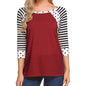 Women's Polka Dots Striped 3/4 Sleeve Top