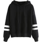 Women's Pullover Fleece Drop Shoulder Striped Hoodie