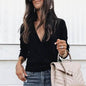 Women's Pullover Solid Colored Basic Long Sleeve Loose Short Sweater Cardigans