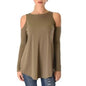 Women's Ribbed Cold-Shoulder Long-Sleeve Top - Assorted Sizes