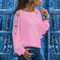 Womens Solid Color Hollow Out Pullovers Loose T-shirts