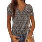 Women's Summer Camo V Neck Short Sleeve Tee Shirts Casual Loose Blouse Tops