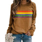 Women's T shirt Rainbow Graphic Long Sleeve Round Neck Tops