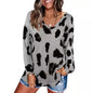 Women's V-Neck Leopard Print Inspired Top