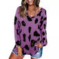 Women's V-Neck Leopard Print Inspired Top
