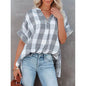 Women's V-Neck Loose Shirt Short Sleeve Top