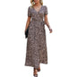 Women's Wrap V Neck Maxi Dresses Short Sleeve Split Casual Long Dress
