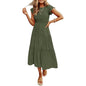ZESICA Women's Summer Flutter Short Sleeve Smocked Midi Dress