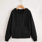 Zip Up Drop Shoulder Drawstring Hoodie